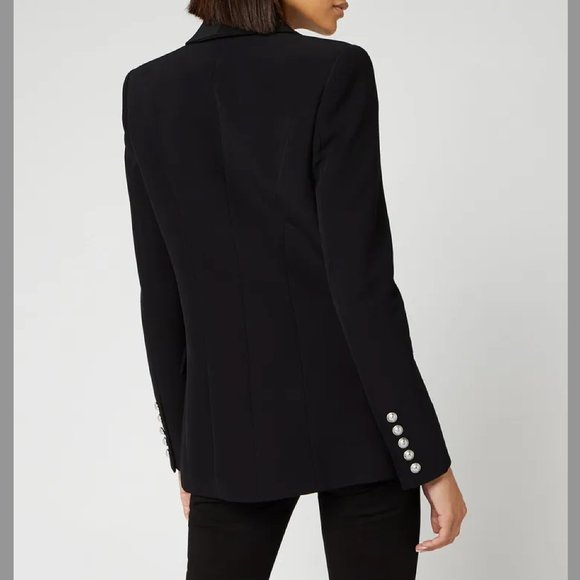 Balmain Black Grain De Poudre Oversized 6-Button wool blend Blazer - Picture 3 of 7